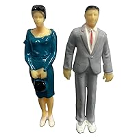 Melody Jane Dolls Houses Dollhouse Man in Suit & Lady Painted Standing Figures 1:24 Half Inch People