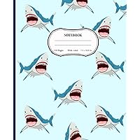 SHARKS in big blue NOTEBOOK Wide Ruled 110 pages: Journal Notebook ready for writing, data recording, College and School work. 7.5