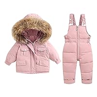 Baby Kids Girls Boys Winter Thick Warm Hooded Down Coat Down Paraks Jumpsuit Playsuit Pants Snowsuit Girls 5t