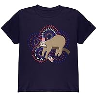 4th of July Sloth Patriotic Cute Fireworks Youth T Shirt