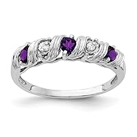 14k White Gold Polished Prong set 2.75mm Amethyst Diamond Ring Size 6.00 Jewelry Gifts for Women
