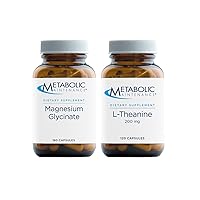 Metabolic Maintenance Calming Bundle - 200 Mg Amino Acid L Theanine to Support Relaxation and Magnesium Bisglycinate 125mg to Support Muscle & Nerve Function (120, 180 Caps)