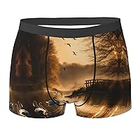 Hunting Flying Wild Ducks Print Mens Boxer Briefs Funny Novelty Underwear Hilarious Gifts for Comfy Breathable