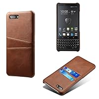 Compatible with BlackBerry Key2 Case PC Hard Back Cover Phone Protective Shell Protection Non-Slip Wallet Business Style Protective case Leather Key 2 (Brown)