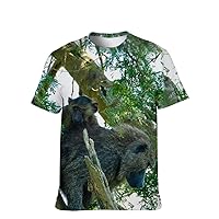 Mens T-Shirt Novelty-Graphic Cool-Tees Funny-Vintage Short-Sleeve Hip Hop: 3D Monkey Print Naughty Badass Style Young Gift