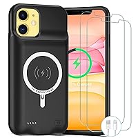 Battery Case for iPhone 11, [Upgraded] 10000mAh Rechargeable Portable Charging Case with Wireless Charging Compatible for iPhone 11 (6.1 inch) with Carplay Extended Battery Pack Charger Case (Black)