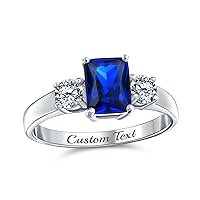 Bling Jewelry Customizable Art Deco Cocktal Style Statement 3-5CT Emerald Green Garnet Amethyst Gemstone Ring for Women Rose Gold Plated .925 Sterling Silver Baguette Square Cushion Cut