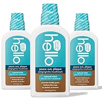 Peace Out Plaque, Antigingivitis Alcohol Free Mouthwash, Natural Mint with Aloe Vera and Coconut Oil, Fluoride Free, Vegan, SLS Free and Gluten Free, 16 Ounce (Pack of 3)