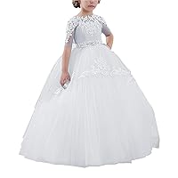 Crystal Lace Flower Girl First Communion Dresses Blue