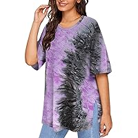 RITERA Plue Size Tops for Women Short Sleeve Crewneck Summer Casual Tshirts Oversized Loose Fit Tunic Blouses XL-5XL