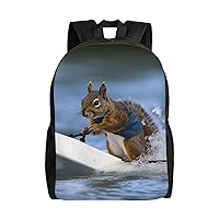 Laptop Backpack for Women Men Lightweight Daypack With Side Mesh Pockets Water Skiing Squirrel Backpacks