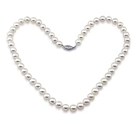 14k White Gold White Saltwater Akoya Cultured Pearl High Luster Necklace 18