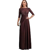 CSYPJYT Mother of The Bride Dresses Elegant Women's Lace Chiffon Floor Length Dress Half Sleeve Formal Occasions
