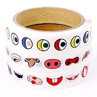 Mini Colorful Cute Cartoon Eye/Nose/Mouth Decal Stickers for Coloring Book Notebook Decor Party Favor, Cute Eyes Self Adhesive Stickers Label for Handmade Crafts DIY Projects -3 Rolls/3000pcs