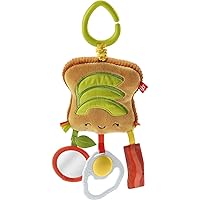 Fisher Price Pretend Food Brunch & Go Stroller Toy with 3 Breakfast-Themed Hanging Sensory Toys for Take-Along Play