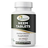 Grenera Neem Tablets 240 nos, Made Using Pure Neem Leaves (Azadirachta Indica), Kosher, Halal Certified Supplement
