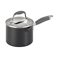 Anolon Advanced Hard Anodized Nonstick Sauce Pan/Saucepan with Straining and Lid, 2 Quart, Graphite