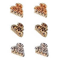 Ruihfas 6Pcs Vintage Korean Hair Accessories for Women Girls Mini Leopard Bangs Clip Gripper Hair Claw