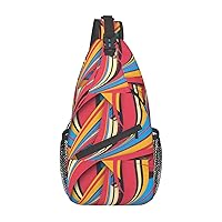 Colorful Stripes Cross Chest Bag Diagonally Travel Backpack, Light Travel, Hiking Single Shoulder Bag