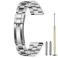 Stainless Steel Watch Bands 20mm 22mm Tapered Metal Watch Band Strap Solid Screw in Silver and Black Bracelet with Classic Diving Buckle for Men Women