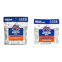 Mountain House Chicken Teriyaki with Rice 2 Servings & Buffalo Style Chicken Mac & Cheese 2 Servings Backpacking & Camping Food