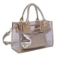 Women 2Pcs Small Tote Clear Shoulder Top-handle Bag PVC Satchel Candy Handbag Clutch Purse Wallet