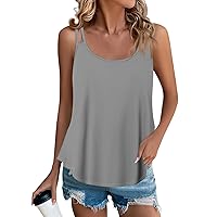 Tank Top for Women Spaghetti Strap Scoop Neck Cami Top Solid Color Sleeveless Loose Shirts 2024 Fashion Tank Tops