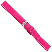 14mm Milano Hot Pink Genuine Patent Leather Padded Square Tip Watch Band 3642