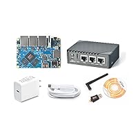 Nanopi R6S Computer Mini Router with Three Gbps Ethernet Ports LPDDR4X 8GB RAM 6Tops NPU RK3588S Soc for IOT NAS Smart Home Gateway Support Debian Ubuntu Docker (with PD Power & USB WiFi Adapter)