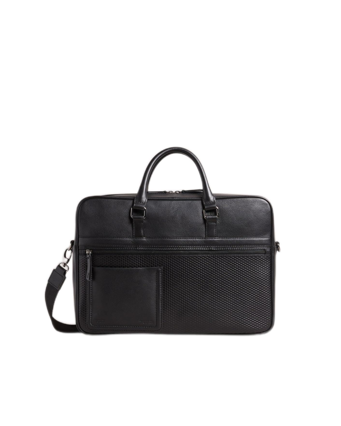 Ted Baker London CANVESS Texture Leather Document Bag, Black