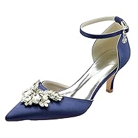 Womens Rhinestones Kitten Heels Dorsay Pumps Ankle Strap Wedding Pumps Dress Shoes Party Dress Daily Prom