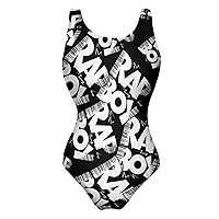 Rap Boy One Piece Swimsuit for Women Tummy Control Bathing Suit Slimming Backless Swimwear