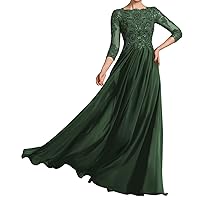 Mother of The Bride Dresses Lace Wedding Guest Dresses for Women Chiffon Long Sleeve Formal Evening Dress