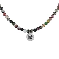 NOVICA Handmade .925 Sterling Silver Tourmaline Beaded Pendant Necklace Om from Thailand Fine Silver Buddhism Hinduism Birthstone Thought Meditation Spiritual 'Beautiful Om'