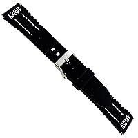 19mm Flex-On Indiglo Ironman Black Rubber White Logo 100M Sport Watch Band N-351