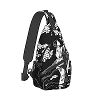 Sling Bag for Women Men Crossbody Bag Small Sling Backpack Picking Flowers on a Ladder Chest Bag Hiking Daypack