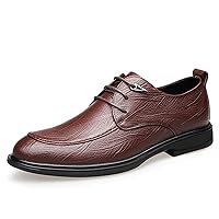 Men's Suede Oxfords Block Heel Lace Up Style Burnished Toe Shoes Anti Slip Business