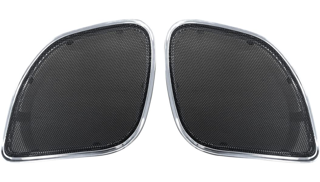 Hogtunes RG RM Grill-C Replacement Front Speaker Grills with Chrome Trim for 2015-Current Harley-Davidson FLTR Road Glide Models