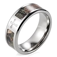 Men's 8mm Titanium Single Cross Tree Camo Engagement Ring