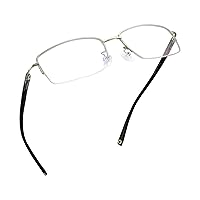 LifeArt Alloy Semi-Rimless Reading Glasses,Blue Light Blocking Glasses, Anti Eyestrain, Computer Gaming Glasses, TV Glasses for Women, Anti Glare (Silver, 0.00 Magnification)
