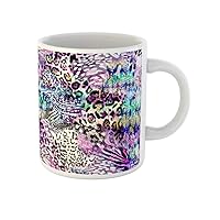 Coffee Mug African Colorful Animal Mix Cat Cheetah Artistic Bright Fur 11 Oz Ceramic Tea Cup Mugs Best Gift Or Souvenir For Family Friends Coworkers