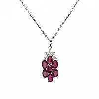 925 Sterling Silver Ruby Zircon Gemstone Pendant | Hallmarked Jewellery | Handmade Gifts For Girls, Women