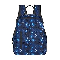 Blue Shining Stars Pattern Print Simple And Lightweight Leisure Backpack, Men'S And Women'S Fashionable Travel Backpack