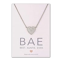 Gift for Aunt - CZ Heart Pendant Necklace in Sterling Silver