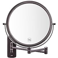 DECLUTTR 8 Inch Wall Mounted Makeup Mirror, 1X/7X Magnifying Mirror, Double Sided Vanity Makeup Mirror for Bathroom, Bronze