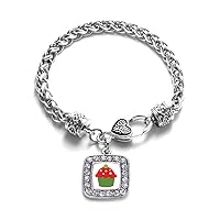Inspired Silver - Silver Square Charm Bracelet with Cubic Zirconia Jewelry