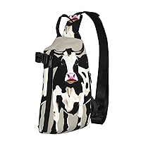 Cow Black Spot Print Crossbody Backpack,Travel Hiking Cross Bag Diagonally, Cycling Bag