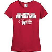 Proud Military Mom My Son My Heart My Hero Missy Fit Ladies T-Shirt (S-3X)
