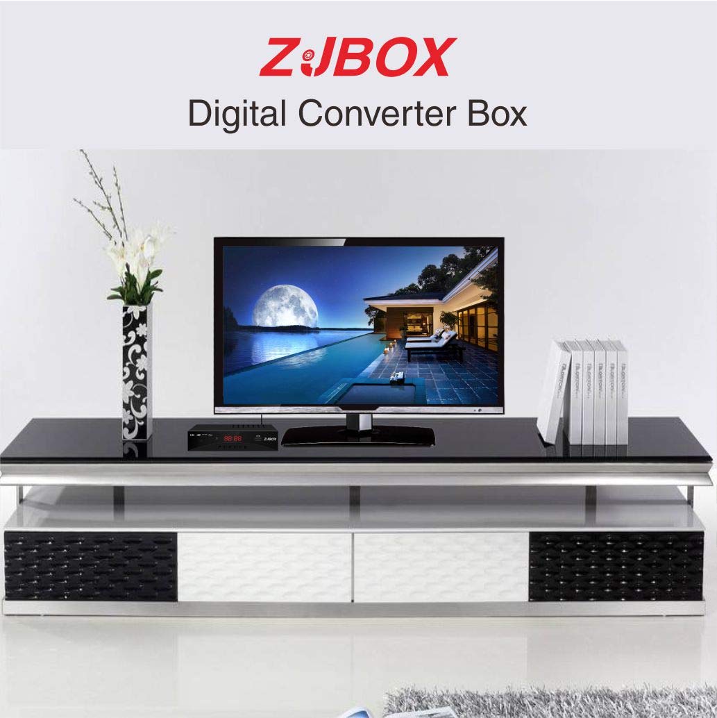 Digital TV Converter Box, ATSC Cabal Box - ZJBOX for Analog HDTV Live1080P with TV Recording&Playback,HDMI Output,Timer Setting TV Tuner Function Set Top Box Digital Channel Free