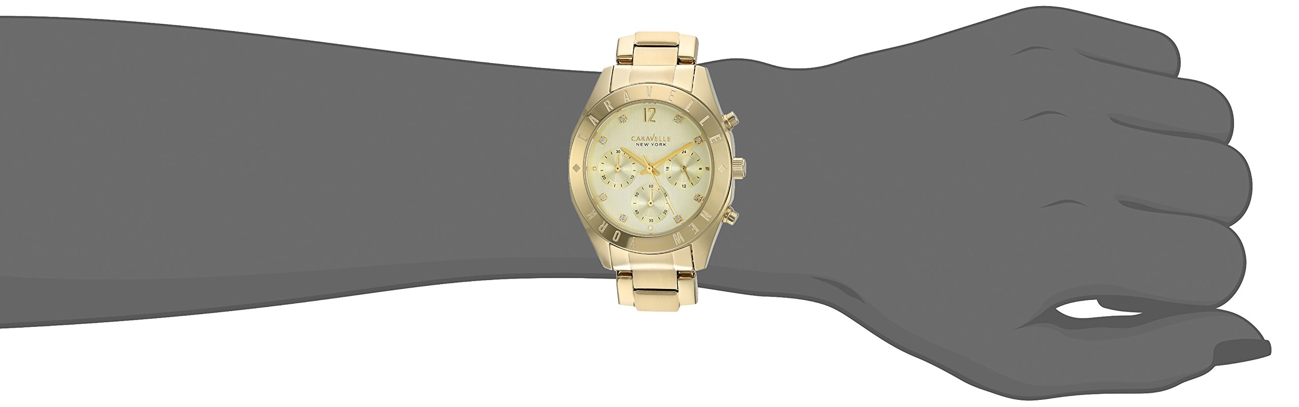 Caravelle by Bulova Sport Chronograph Ladies Watch, Stainless Steel , Gold-Tone (Model: 44L213)